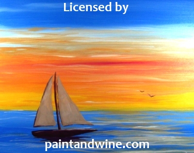 October 24, 2017, 7PM "Sailboat Sunset" Public Wine & Paint Class in St. Louis at Dave and Buster's