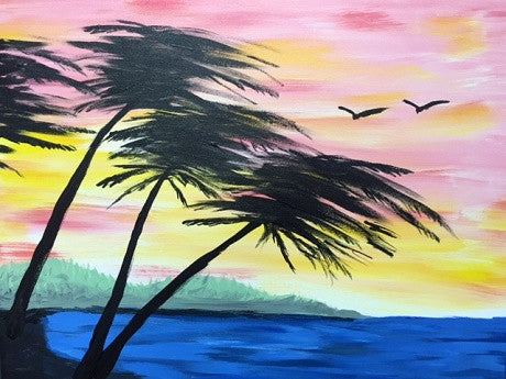 "Tropical Sunset" Public Wine & Paint Class in St. Louis
