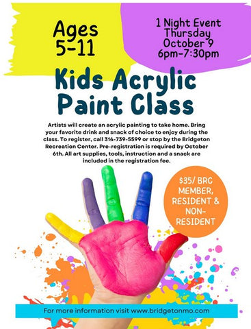 Kid's Art Class at Bridgeton Recreation Center October 9th, 2025 6-7:30 PM