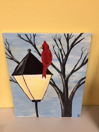 "Cardinal Light" Public Wine & Paint Class in St. Louis