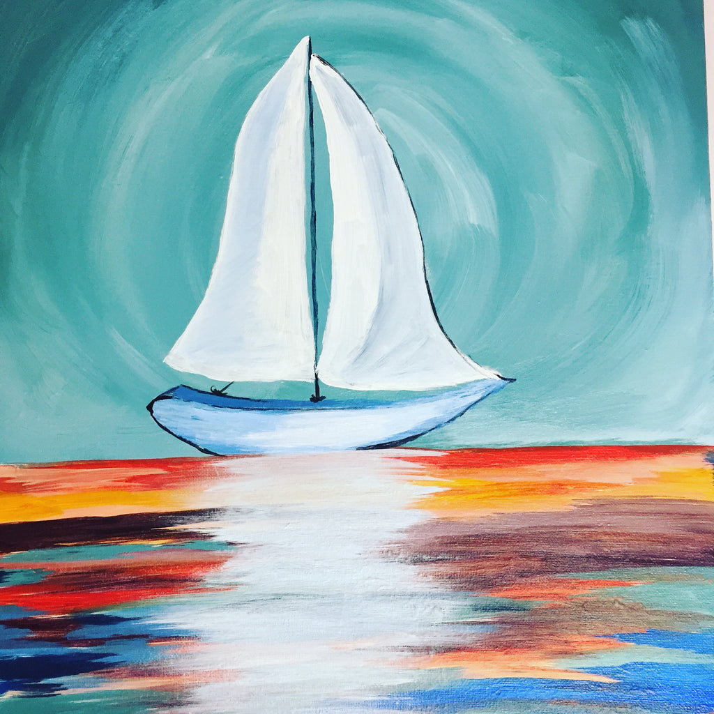 September 13, 2017  6-8 PM  "Colorful Sailboat" Public Wine & Paint Class in St. Louis