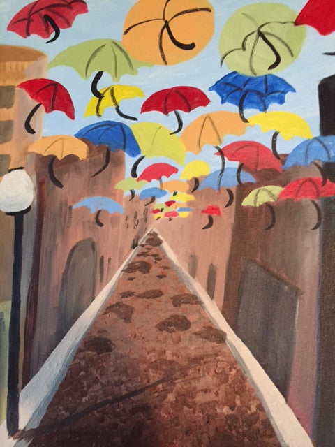 "Umbrella Street" Public Wine & Paint Class in St. Louis