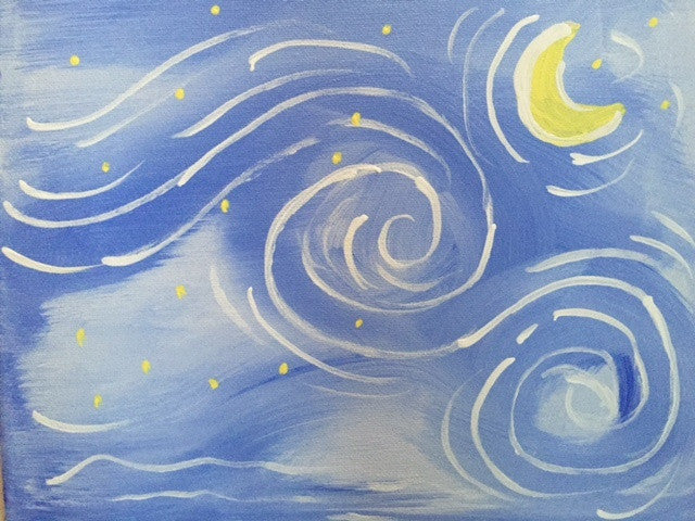 "Simple Starry Night" Public Kids Paint Class in St. Louis / Maryland Heights